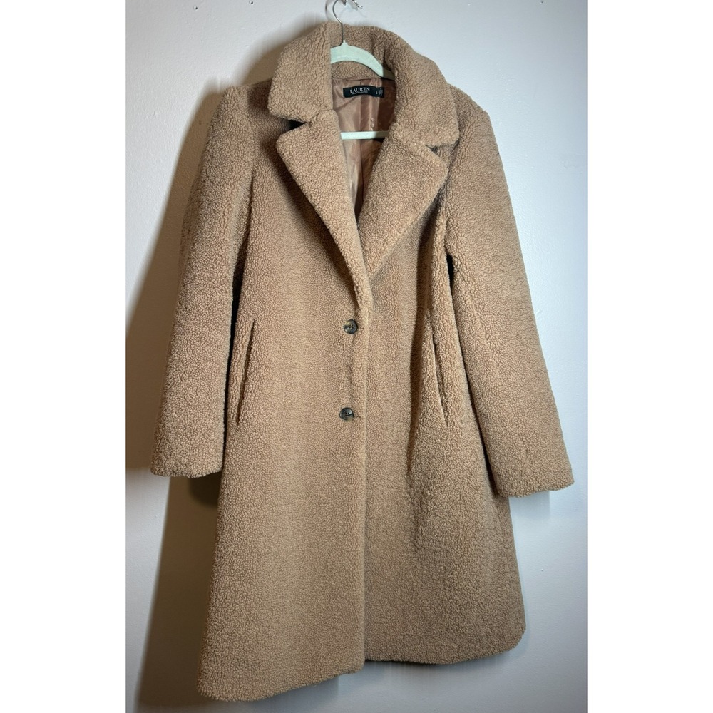 Lauren Ralph Lauren Faux-Shearling Teddy Coat – Camel (Size L)
